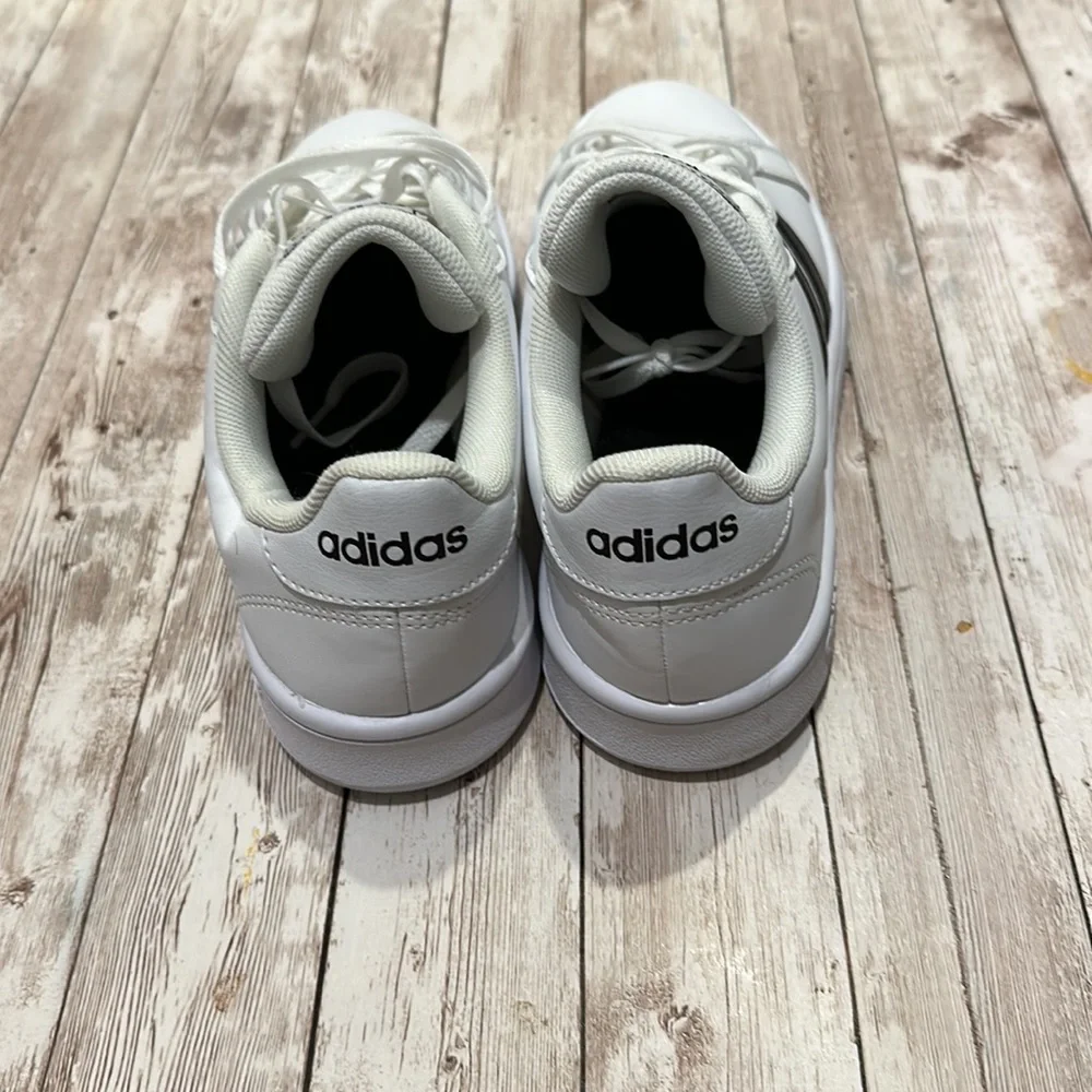 adidas White Sneakers with Black Stripes - Women's Low-Top